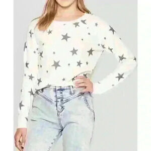 Grayson Threads off white and gray star crewneck sweatshirt Sz‎ L